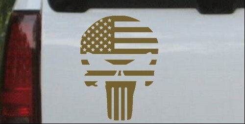 Punisher Skull With US Flag Horizontal Car or Truck Window Laptop Decal Sticker - Picture 32 of 32