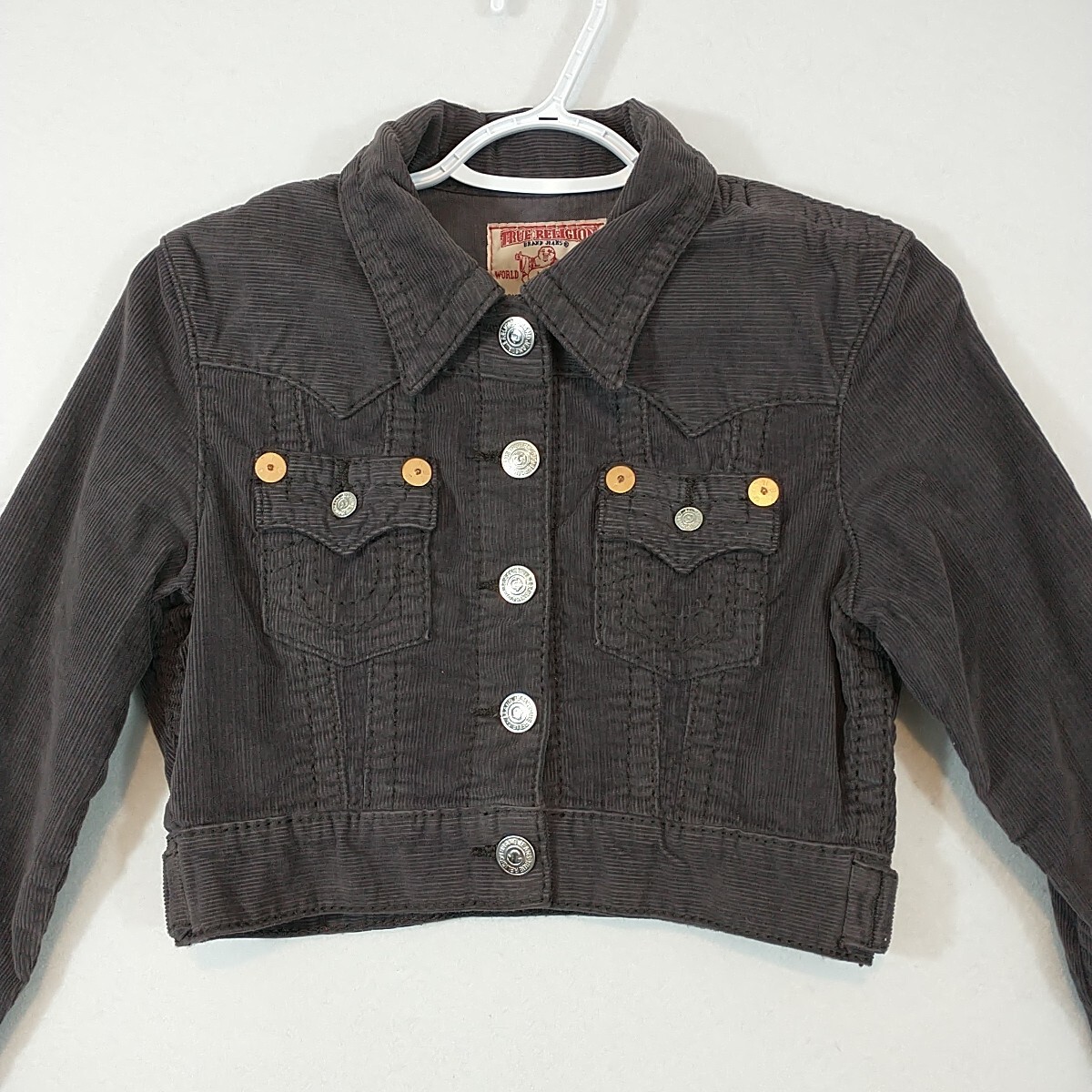 TRUE RELIGION ジャケットJIMMY Sサイズ True Religion Size Small Jimmy Cropped Grey Corduroy Jacket