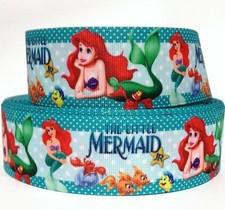GROSGRAIN RIBBON 5/8", 7/8", 1.5", 3" Little Mermaid Ariel Princess MD1 Printed