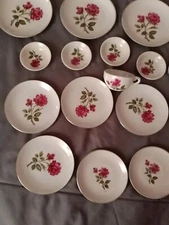 Vintage CHILD'S TEA SET Pieces "Rose" - Plates & Tiny Bowls -Made in Japan