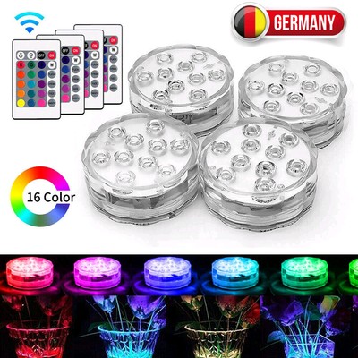 4x RGB 10 LED Poolbeleuchtung Unterwasser Licht Leuchte Wasserdicht Pool Lampe