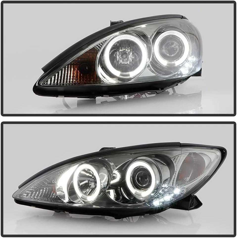 Faros proyectores de humo LED de doble halo Gunmetal para Toyota Camry 2002-2006 Foto 4 de 4