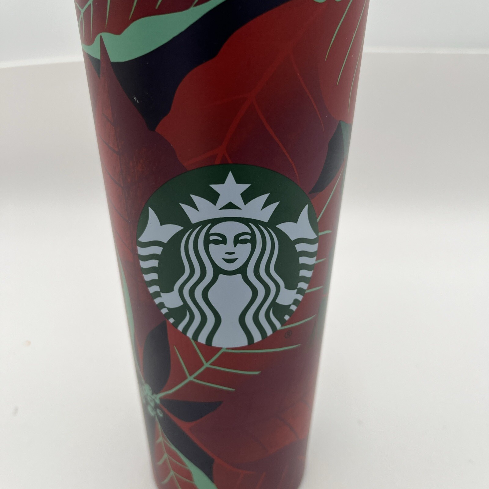 NO LID-Starbucks Holiday 2020 16oz Red Poinsettia Grande Stainless Steel Tumbler
