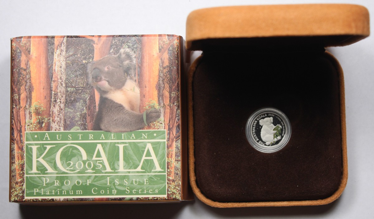 Australia Koala $15 2005 1/10 Troy Oz Platinum Proof Colorized