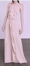 NWT BCBG MAX AZRIA 298 ROSE WHISPER JANISA RUFFLE KEYHOLE BACK MAXI DRESS SZ XS
