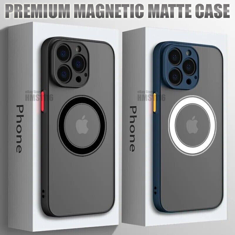 iPhone 15 14 13 12 11 Pro Max Case Magsafe Matte hard Magnetic Shockproof Cover