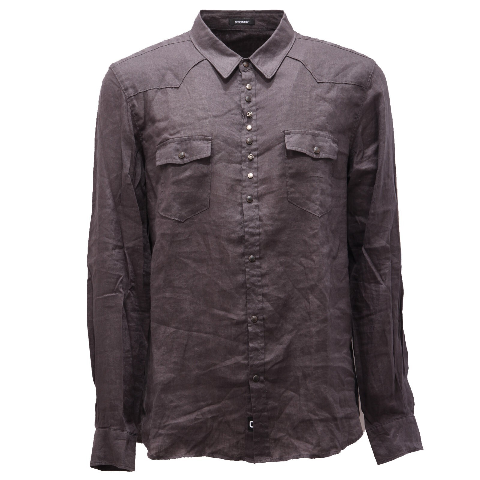 1038AG camicia uomo OFFICINA36 темно-серая льняная рубашка мужская 16490₽