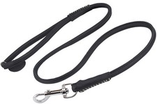 Round Genuine Rolled Leather Dog Leash 4' Long 1/2" Wide Black for Medium Breeds