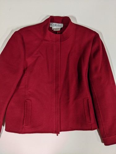 Carlisle Wool Angora Blend Red Jacket Zip Up Size 16 - Picture 2 of 7
