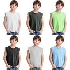 Kids Boys Tank Top Workout Tee Exercise Shirts Costumes Round Neck Fitness Vest