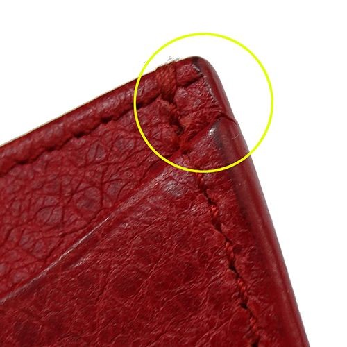 Balenciaga Card Case Leather Giant Red Silver Metal Women Men Pass Holder thumbnail 6