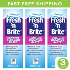 Fresh 'n Brite Denture Cleaning Paste, 3.8 Ounce Pack of 3 for Dentures & Retain