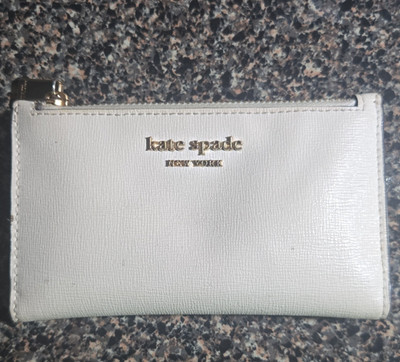 kate spade new york Beige Solid Bifold Wallet w/ Zip Coin Pocket, Card Slots