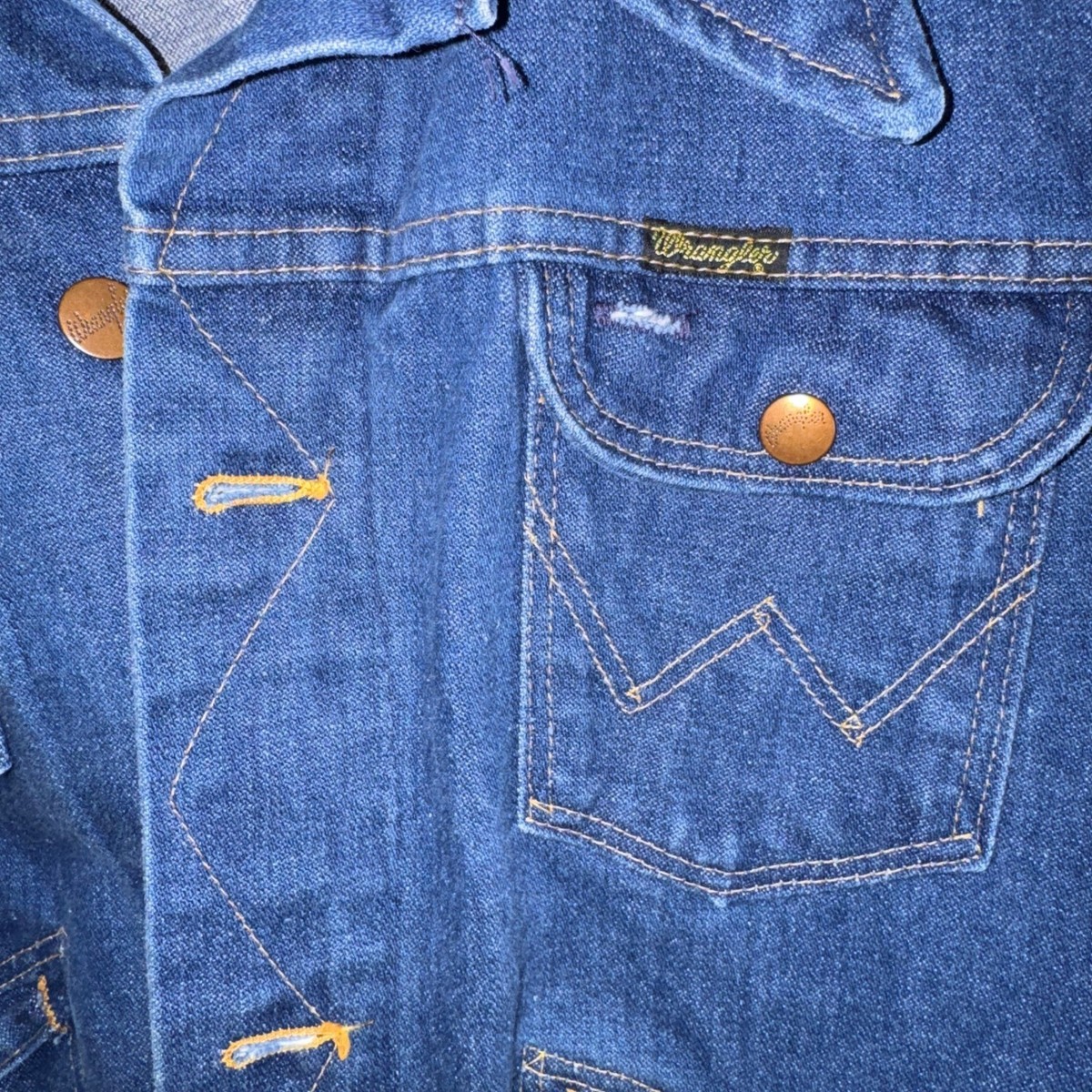 Vintage Wrangler 126MJ Denim Jacket Mens 46 Blue No-Fault Made in