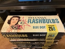 Vintage Sylvania Press 25B Blue Dot Flashbulbs 7 Boxes Bonus