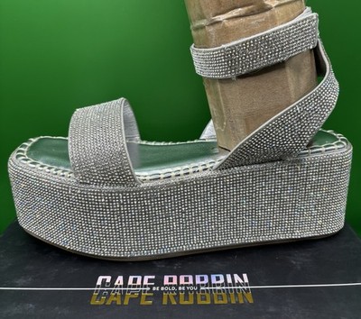 Cape Robbin Yolande Platform Rhinestone Sandal Women s Size 9 Silver