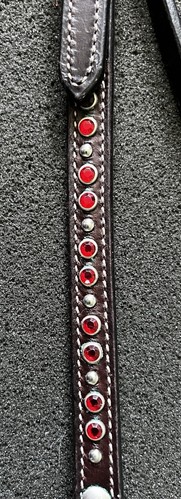 Red Crystal Riata Headstall Bridle Horse Size Western - Picture 3 of 8