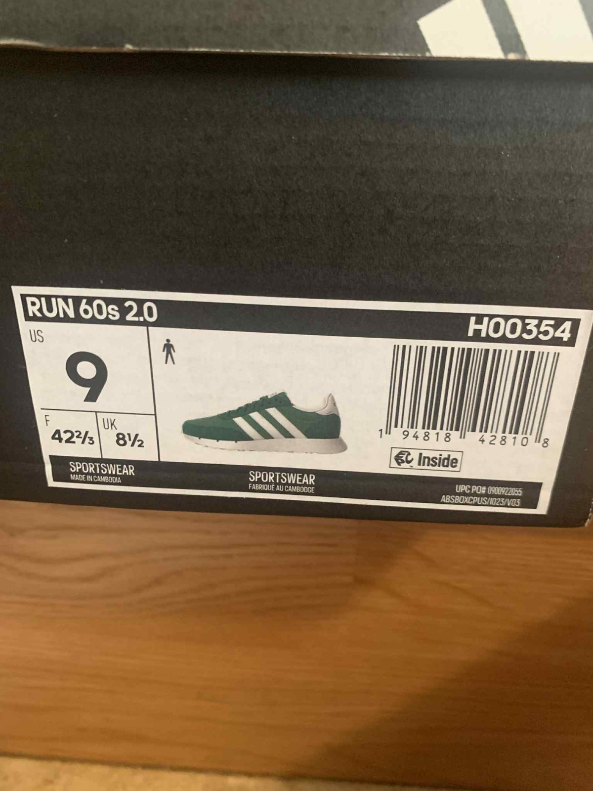 Adidas Run 60s 2.0 | Collegiate Green & White | H00354 | Men's Size 9 | NEW DS thumbnail 8