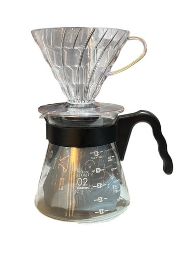 HARIO VCS-02 B Coffee Server 700ml Glass 1-5 Cups + Clear Plastic V60-02 Dripper - Picture 4 of 4