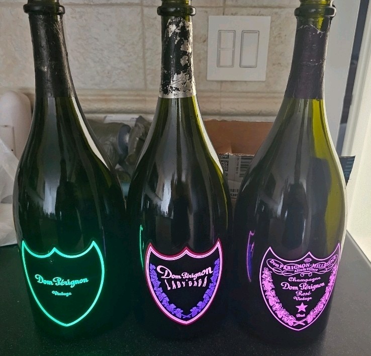 Empty Dom Perignon Vintage 空ボトル ルミナス ロゴ 3 Empty Dom Perignon Luminous Bottle, Lady Gaga Dom P Rose And