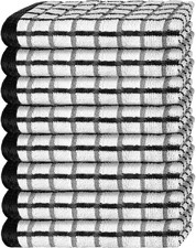 Dish Towels for Kitchen, Premium Terry with Hanging Loop - Black 8 Pack 16x26