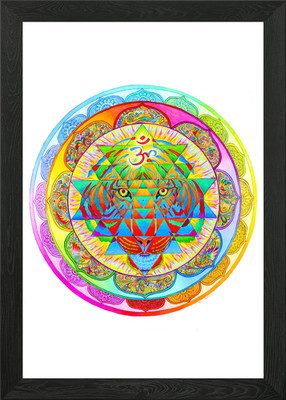 Innere Stärke Sri Yantra gerahmtes Wandbild Poster Leinwanddruck Bild