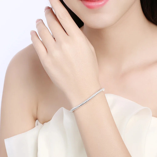 Heiß Neu 925 Sterlingsilber Armbänder für Frauen Männer 4MM Schlangenknochen Kette Hochzeit - Bild 12 von 24