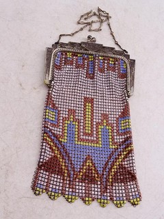 Antique Whiting & Davis Mesh Bags Enamel Art Deco Purse Hand Bag Vintage Old