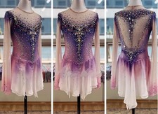 Ice Figure Skating Dress Rhythmic Gymnastics Twirling Competition pink dyeing