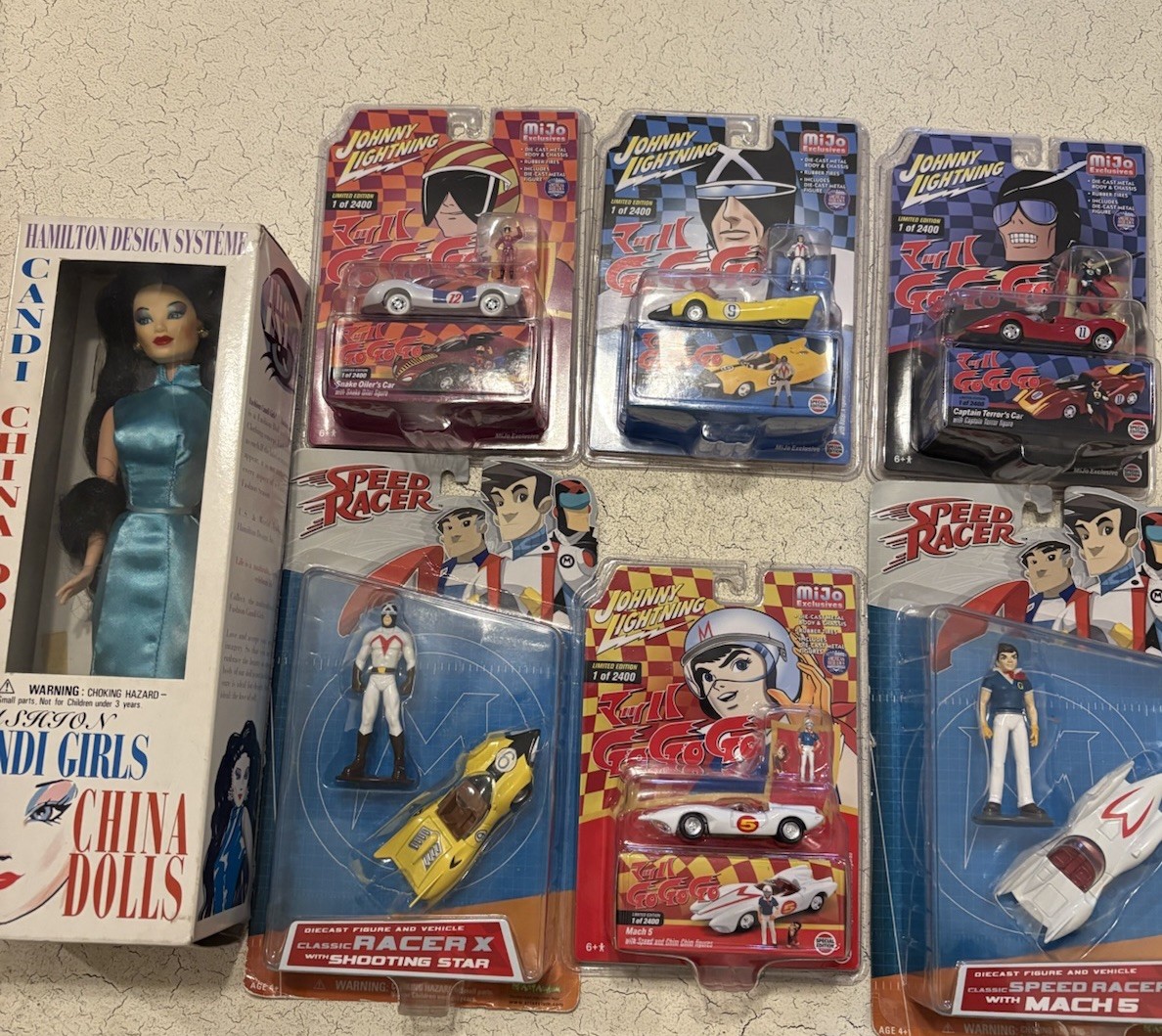 Art Asylum Classic Speed Racers and candi china doll . selling lot of 7 items