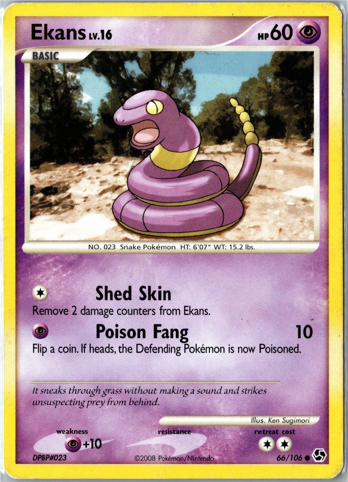 Pokemon Card - Ekans 66/106 Great Encounters 2008 Common Heavily Played