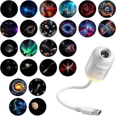 2-In-1 Galaxy Projector Night Light, USB Starry Sky Night Light Projector with A