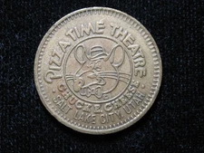 1981 25c CHUCK E CHEESE TOKEN * 25 MM BRASS * PIZZA TIME * SALT LAKE CITY, UTAH