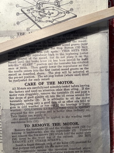 Copy Of Original Columbia  Graphonola No. 119 & 120 Operating Instructions - Afbeelding 2 van 5