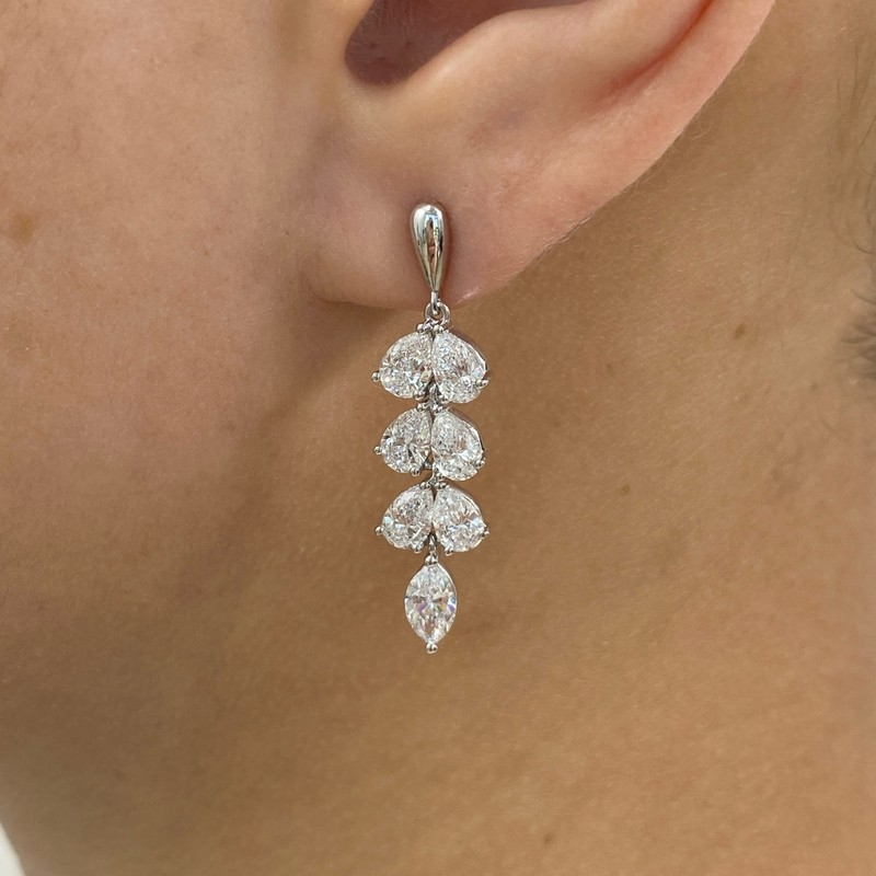 4.1ct Marquise & Pear Drop Earrings White Gold 14K Labcreated Diamond F/VS
