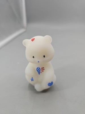 Fenton Sitting Bear 4th Of July Hearts Star Hand Painted For Collectors Showcase