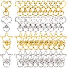 1 Box 40Pcs Heart Swivel Keychain Clasp Star Keychain Clip Bulk Metal Lobster Cl