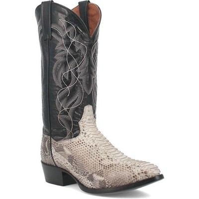 Dan Post Manning Python Snake Black/Natural Western Cowboy Boot (US Men Size)