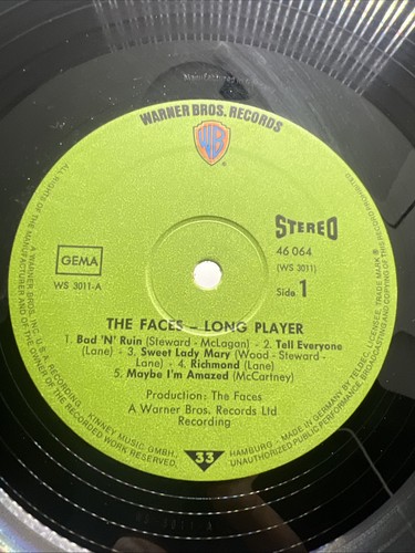 Faces Long Player WB Records WS 3011 Stereo VG+ - Picture 5 of 10