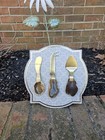 World Market Gold Agate Slice Cheese Knives Set Of 3 NEW