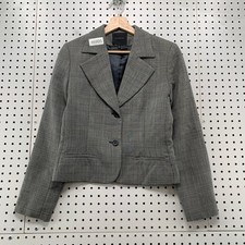 Bean and Mort Wool Blazer Skirt Set Womens 6 Gray Plaid Lined Business Work
