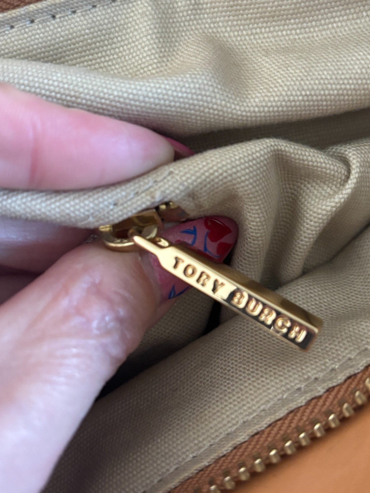 Tory Burch Striped Canvas Zippered Handbag w/Leather Trim thumbnail 10