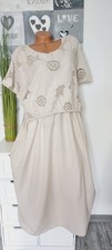 italy Damen Sommer Kleid Hängerchen NEU 40/42  BOHO Stickerei Lagenlook beige