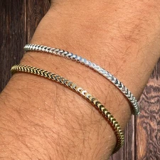 2.5mm Franco Link Bracelet - Real Solid 925 Sterling Silver Or 14k Gold Vermeil