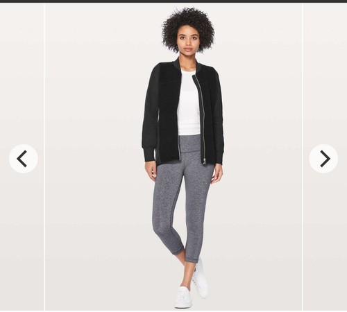 Lululemon Black Stand Out Sherpa Full Zip Jacket Fleece Wool Blend - Size 4