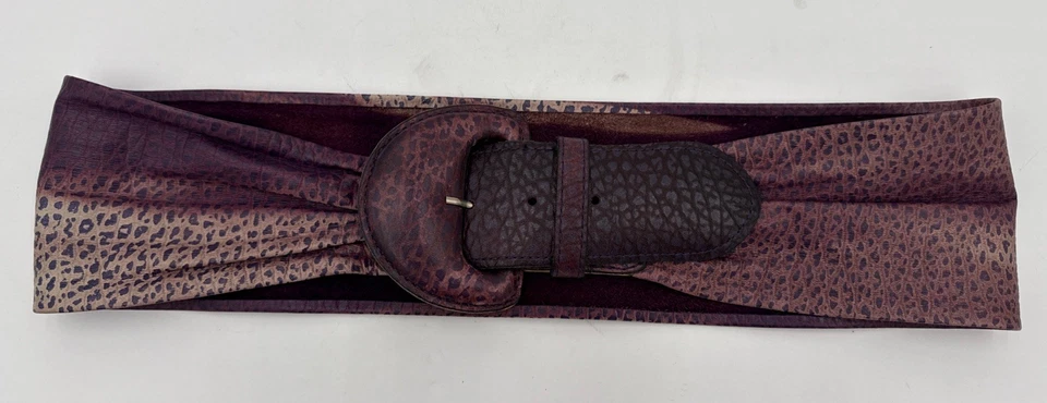 Cinturón ancho vintage cintura cinchada cuero púrpura ajustable Rockabilly Foto 2 de 4