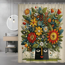 Floral Face Shower Curtain Colorful Botanical Art Print
