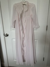 Fantham  Maron London Pink Lace Trim Long Sleeve Nightgown Sz42 Made in Denmark