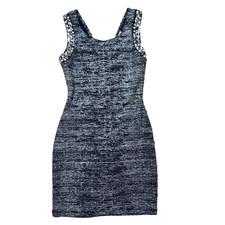 Way In Blue Silver Sparkle Mini Dress Rhinestone Detail Women Size 3 Formal Prom