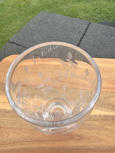 Vaso Vintage Stuart England Art Deco Cristallo Vetro Piedi Alto 8” Firmato - Foto 4 di 12